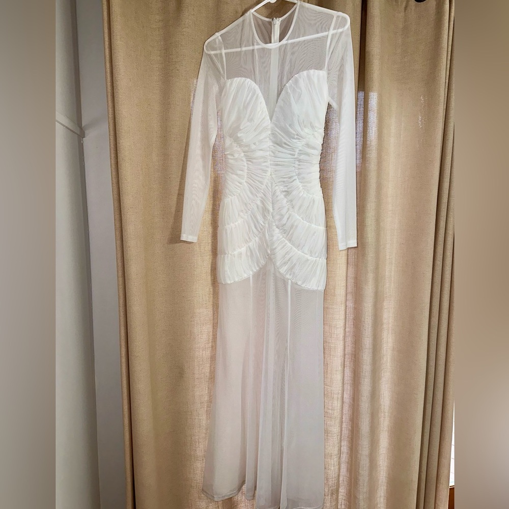 Anthropologie White Lace Gown